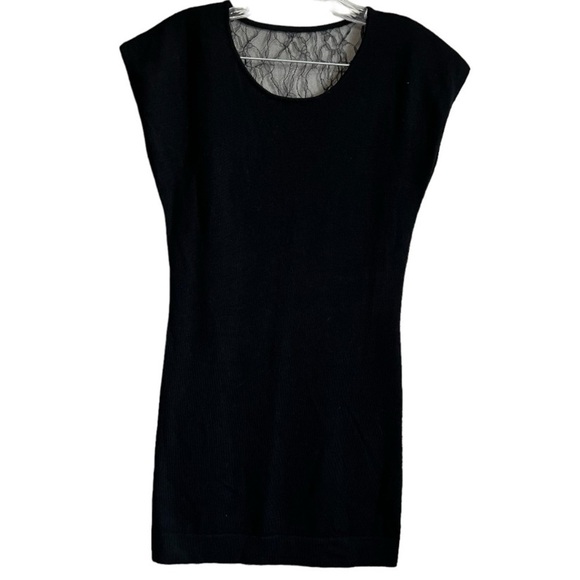 Banana Republic Factory Black Merino Wool Lace Back Fitted Dress - Picture 2 of 7